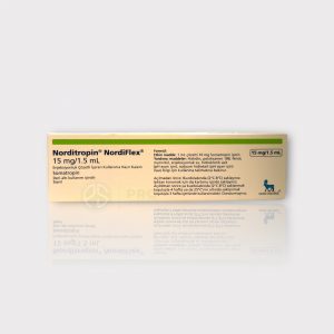 An image of Norditropin NordiFlex (Somatropin 15mg/1.5ml) by Novo Nordisk.